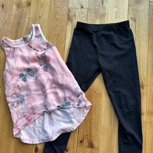 U Pink Boutique Sheer Tank Top Girls Outfit 6 Black Leggings Heart Locket Bows